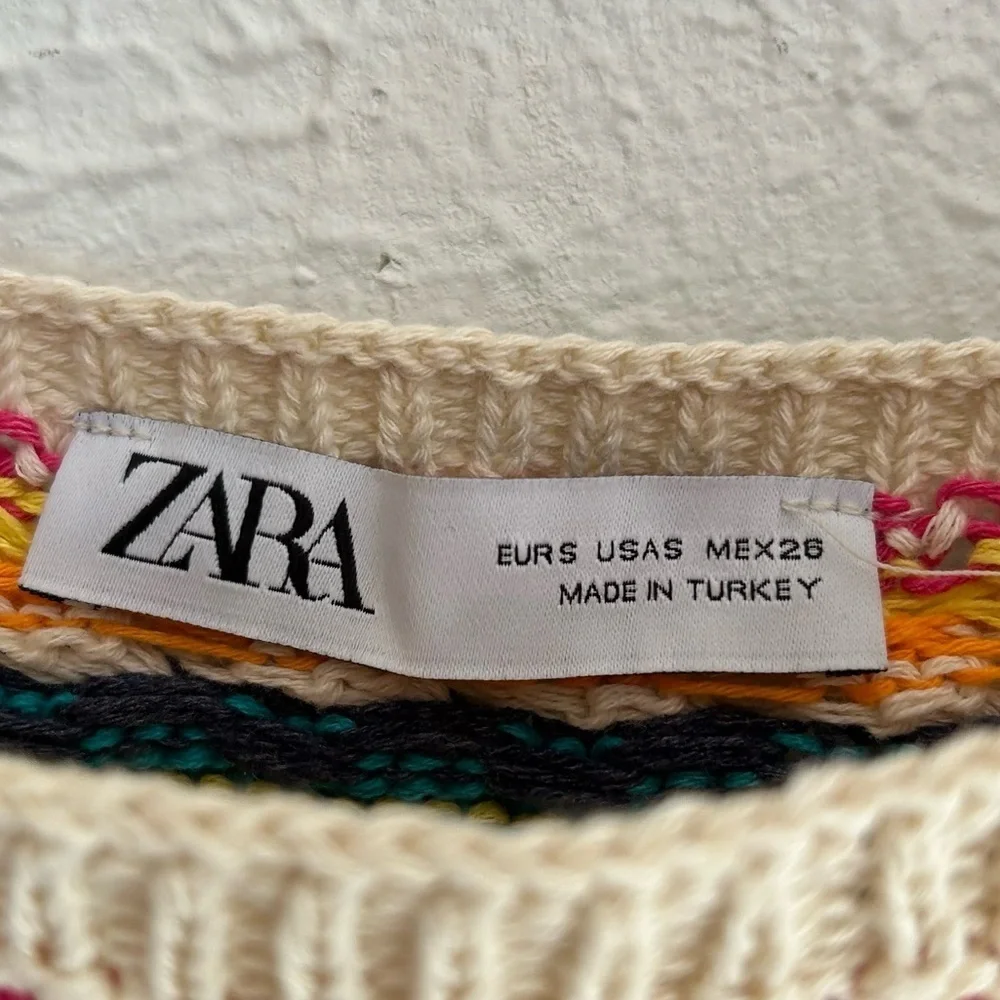 Zara Multicolor Knit Top Striped Off Shoulder Sz Small Cream
